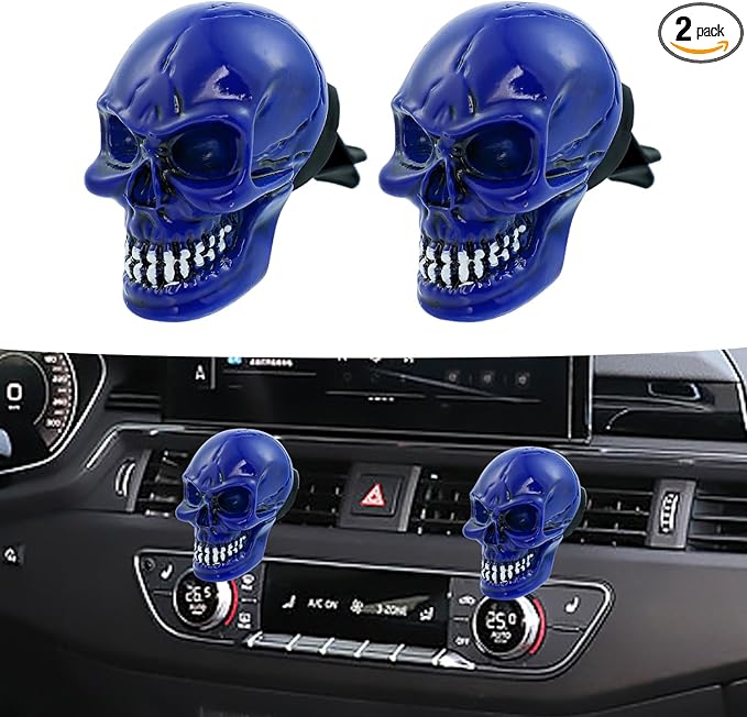 Skull Car Air Fresheners Cute Cool Funny Air Conditioning Vent Perfume Diffuser Decoration Interior Car Accessories 2 pcs