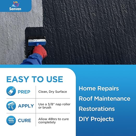 Waterproof Sealant Black Waterproof Coating 1 Gallon Leak Repair Coating for Flat, Metal, Roofs, Foundations, Gutters, Indoor & Outdoor Walls, Bathroom, Kitchen, Garden Leak Liquid Sealant