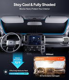 Wigoo for Ford F150/250/350/450 Windshield Sunshade [OEM Design, 100% Sun Blockage] Foldable Heat Insulation Sun Shade with Storage Bag, for Ford F150/250/350/450 (2015-2026), Silver Coating