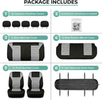 FH Group Automotive Car Seat Covers Full Set Premium 3D Air Mesh Front Seat Covers, Airbag Compatible & Split Bench Cover Universal Fit Interior Accessories for Cars Trucks and SUVs - Gray