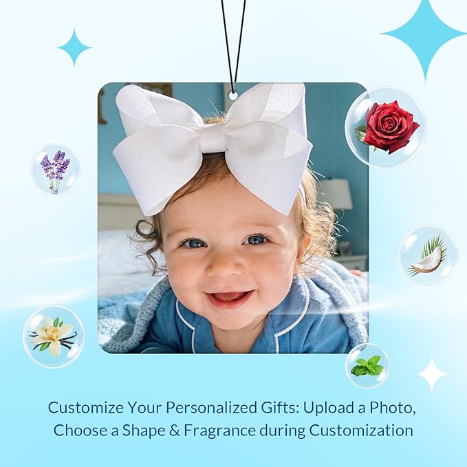 Custom Air Fresheners with Picture - Personalized Double Sided Photo Air Freshener, Customized Air Freshener for Car Wardrobe Bathroom Hanging Ornaments (A3-Square)