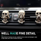3 PCS Skull Car Air Fresheners Vent Clips, Halloween Decor, Air Conditioner Outlet Diffuser, Horror Car Decorations Accessories