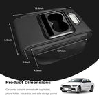 Car Center Console Armrest Pillow, Multifunctional Armrest Box Cover with Cup Phone Tissue Holder & Side Pockets, Waterproof Leather Middle Console Cushion for Most Vehicles (Black, Normal)