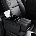 Center Console Cover,Car Armrest Cushion Multifunctional with 2 Storage Bags Cup Holder,Phone Slot,Tissue Box Slot for Most Cars Accessories Interior Organizers-Black 13.8x7.9 in