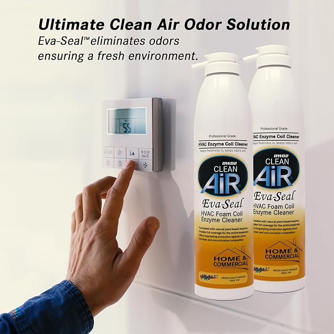 EvaSeal Home & Commercial Foaming HVAC Cleaner with Plant-Based Enzymes – Designed to Clean Coils, Neutralize Odors, and Help Reduce Buildup for Cleaner, Fresher Air (14 oz)