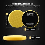 Yellow T80 High-Cut Foam Polishing Pad, 3Pcs 5.5 Inch Buffing Polishing Pads for 125mm Backing Plate Buffing Sponge for Car Buffer Polisher Compounding, Polishing and Waxing -FPTSS5Y-3