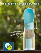 Portable Water Bottle for Small Dogs, 3 in 1 Pet Travel Bowl Dispenser with Food Treat Container & Poop Bag Holder, Summer Hiking Walking Accessories for Puppy On The Go - Blue, 10oz