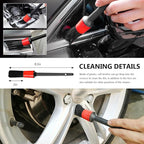6PCS Car Wheel Cleaning Pro Kit, Soft Wheel Cleaner Tire Brush Detailing Brush with Applicator Pads, Scratch-Free Rim Brushes Tire Scrubber Dressing Pads for Vehicle Cleaning