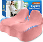Seat Cushion, Memory Foam Office Chair Seat Cushion for Office Chairs/Car/Long Trip/Desk Chair/Gaming, Large Size for Sciatica & Hip & Tailbone Pain Relief, Sciatica Support (Pink)