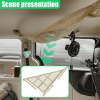 Double-Layer Car Ceiling Cargo Net, 31.49" x 20.86" Auto Roof Mesh Storage Pocket with Adjustable Buckle, 3 & 4-Handle Vehicle Interior Organizer Bag for Road Trips and Camping (Beige)