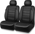 CAR PASS Faux Leather Car Seat Covers Front Seats Only, 3D Foam Support Car Seat Covers, Universal fit for Trucks Vans SUVs Sedans Automotive Comfortable, Airbag Compatible 2 Pieces Front Solid Black