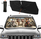 Funny Horse Car Windshield Sun Shade Umbrella Funny Horse Sunshades for Car Windshield Upgraded Sun Visor Protector for Sedan SUV Most Vehicles Printed Front Window Shades