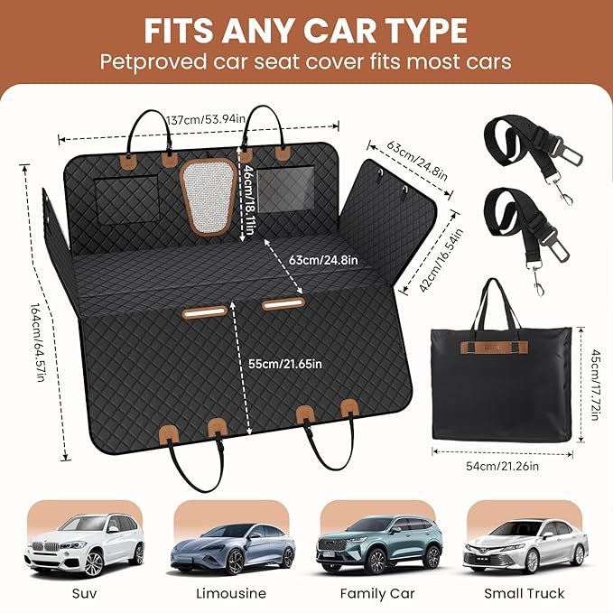 A-Pce 600D Heavy Duty Dog Car Seat Cover for Back Seat,2025 Upgraded Hard Honeycomb Bottom Back Seat Extender for Dogs- Holds 600lbs,Waterproof Scratch Proof Nonslip Dog Hammock for SUV