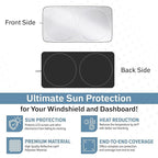 Foldable Car Windshield Sun Shade – 280T Thickened Reflective UV & Heat Shield with Storage Bag, Keeps Interior Cool, Universal Fit for Sedans, SUVs & Trucks – Medium (64" x 32")