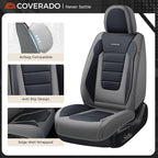 Coverado Car Seat Covers Full Set, Nappa Leather Seat Covers for Cars, Car Seat Protector Car Seat Cushion, Front and Back Seat Protectors Cushions Universal Fit for Most Cars Vehicles(Gray&Black)