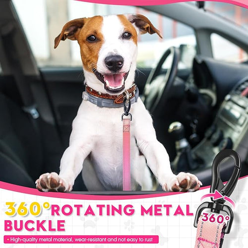 2 Piece Dog Car Seat Belt Harness Retractable Restraint for Car Headrest Adjustable Heavy Duty & Elastic & Durable Dog Car Seat Belt (Red)