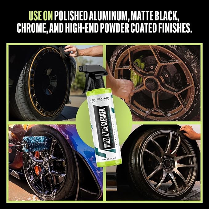 Legendary Wheel & Tire Cleaner Spray 16oz - Deep Cleaning Formula for All Wheel & Rim Finishes - Removes Brake Dust, Dirt & Grime