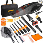 Car Cleaning Kit 19Pcs, Car Interior Detailing Kit with 12000PA High Power Handheld 12V Corded Vacuum, Detailing Brush Set, Cleaning Gel, Complete Car Vacuum Cleaner with Storage Bag for Men & Women