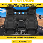 LINGVIDO Front Car Seat Covers, Faux Nappa Leather, Airbag Compatible and Waterproof Protectors for Sedans SUVs, Breathable Anti-Slip Interior for Commuters and Rideshare, Black/Gray