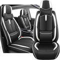 Fit for 98% of Mercedes Benz Car Seat Covers with Headrests, Premium Nappa Leather Seat Cover, Fully Wrapped Protect Modern Style Seat Cover (2-Seat Luxury, Black & White)