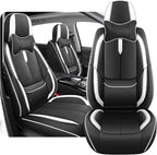 Fit for 98% of Mercedes Benz Car Seat Covers with Headrests, Premium Nappa Leather Seat Cover, Fully Wrapped Protect Modern Style Seat Cover (2-Seat Luxury, Black & White)
