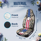 GENANY Hunting Car Seat Covers Set of 2, Deer Skull Breathable Front Seat Covers for Truck Sedan SUV, American Flag Car Accessories, Hunting Gift for Women Men