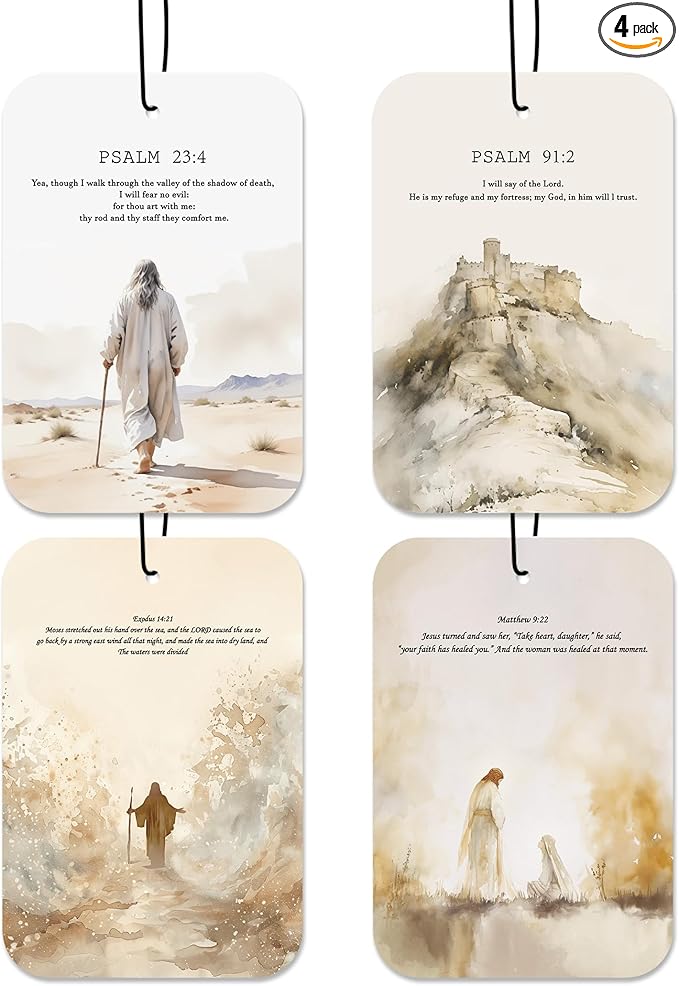 Christian Car Fresheners, 4pcs Jesus Car Accessories Interior, Mirror Decor For Women Man, Air Freshener Hanging For Bathroom Dorm Books Bedroom Drawer, Jesus Christian Accessories Gifts -08