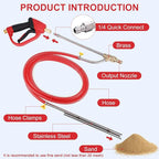 Pressure Washer Sand Gun Blaster Kit with Gun, 5000 PSI Sand Gun Blaster for Pressure Washer with 4 PCS Replacement Nozzle & 1/4'' Quick Disconnect Wet Abrasive Sand Gun Blaster Attachment