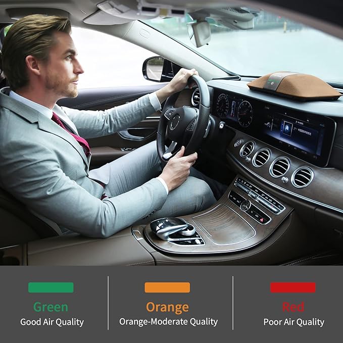 Car Air Purifier with H13 True HEPA Filter: Car Portable Air purifier for Exhaust Fumes, VOC, Smoke, Odors, and Bacteria, 99.9% Removal to 0.1 Microns - Air purifier for Car Traveling Bedroom (brown)