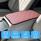 Car Center Console Cushion Pad, PU Leather Vehicle Armrest Cover Protector, Anti-Scratch Automotive Interior Arm Rest Seat Box Mat Accessories, Universal for SUV Sedan Truck (Pink)