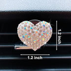2 Pieces Bling Heart Air Vent Clips Rhinestone Car Air Freshener Clip Crystal Car Air Outlet Decorations Charm Car Inter Decor Accessories for Girls Women