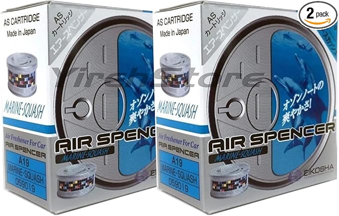 Air Spencer Cartridge Marine Squash Scent 2-Pack Car Air Freshener, Heavy Duty, Last Long, JDM AS A19 Eikosha Japan