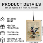 Vintage Mallard Duck Car Air Freshener 4 Pcs, Gifts for Duck Lovers, Rustic Wildlife Waterfowl Hanging Air Freshener for Cars Closet Drawer Books, Retro Car Accessories for Women,XP040-GLCY