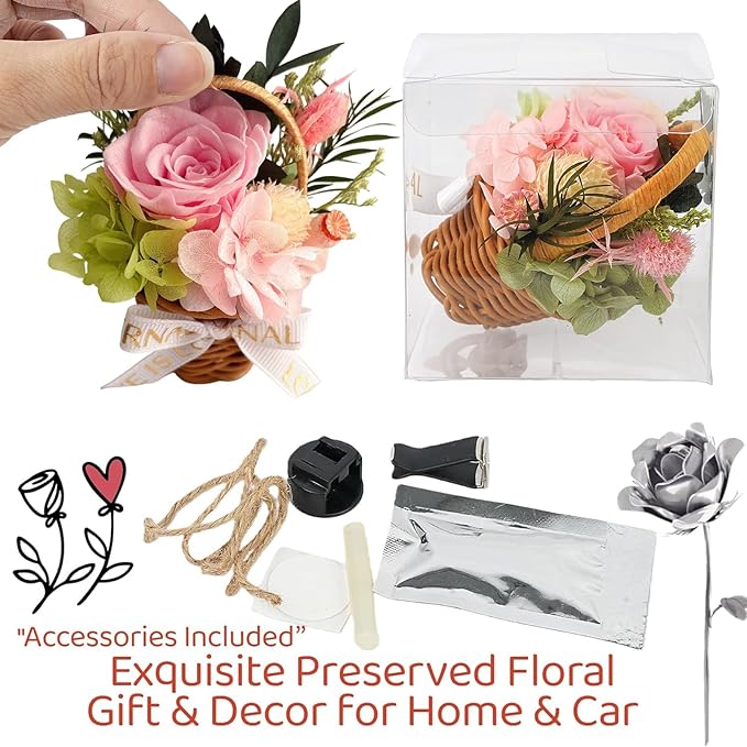 Small Bouquet Car Air Freshener Vent Clips Mini Fresh Flower Bouquet Air Conditioning Outlet Perfume Clip Decoration Essential Oil Diffuser Vent Clip Auto Interior Accessories for Car Decor