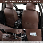 Brown Car Seat Covers Full Set, Breathable Leather Automotive Front and Rear Seat Covers & Headrest for Reduce The Driving Fatigue, Compatible with Most Vehicles, Cars