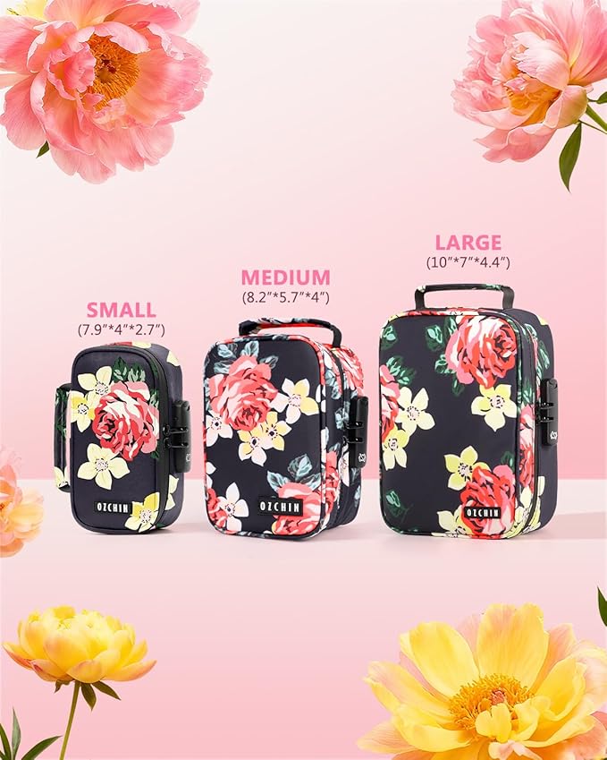 OZCHIN Large Smell Proof Bag with Combination Lock Odor Proof Lock Box Travel Storage Case Activated Charcoal Bag Great Christmas Gift