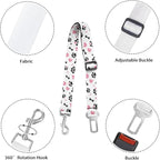 Cute Design 2-Pack Set Adjustable Pet Cat Dog Car Seat Belt, Adjustable Buckle Pet Car Harness Fabric Lanyard from 22 to 38 Inches Seatbelt Leash (Daliy Dog-Two Piece in one Set)