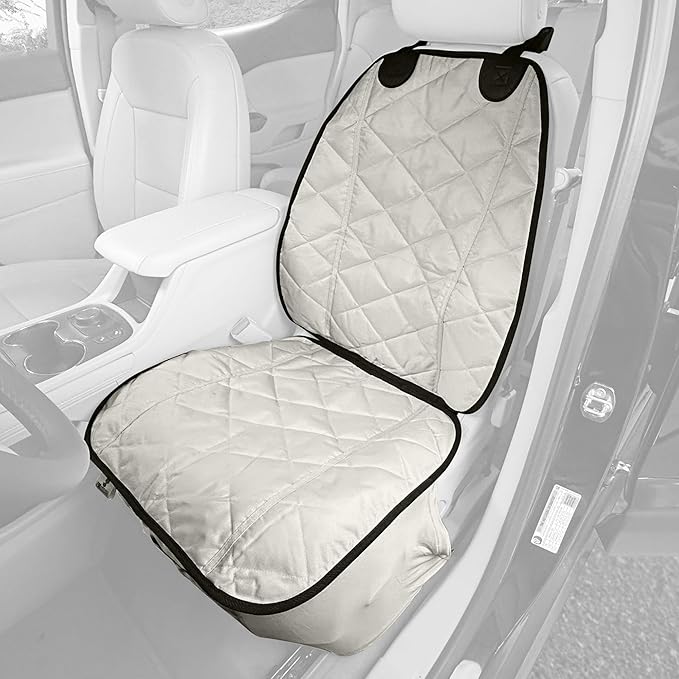 4Knines Car Seat Cover for Dogs – Durable Captains Seat & Front Seat Protector for Dogs, Waterproof, Non-Slip Car Seat Cover for Pets, Easy Install, Protects Vehicle from Dirt, Fur, Scratches (Tan)