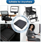 Car Seat Cushion,Thickened Comfort Memory Foam Seat Cushions for Car and Office Chair - Sciatica & Lower Back Pain Relief, Driver Seat Pillow for Auto, Office Chair, Wheelchair Pad-Black