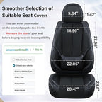 Coverado Front Seat Covers, 2 Pieces Universal Seat Covers for Cars, Breathable Fabric & Leather Car Seat Protectors, Car Seat Cushions Auto Accessories Fit for Most Sedans SUV Truck, Black