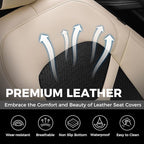 FLORICH Car Seat Covers Full Set, Universal Seat Cover 5 Seats, Automotive Seat Covers with Mesh Leather, Waterproof Car Seat Protector, Breathable Car Seat Cushion for Most Car SUV Truck, Beige