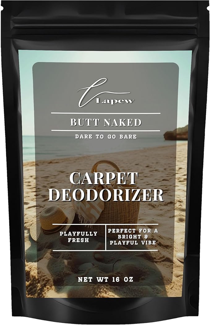 Lapew Butt Naked Carpet Deodorizer Powder - Pet Safe Freshener for Vacuuming | Scented Odor Eliminator for Home | 16 oz