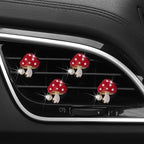 4 Pcs Red Mushroom Air Vent Clip Accessories Air Conditioning Outlet Clip Car Air Freshener Dashboard Accessories Charm Car Inter Decor Cute Interior Accessories for Women