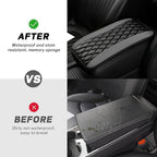 Car Center Console Cushion Pad, 12.72"×7.52" Leather Waterproof Auto Armrest Seat Box Protector, Car Center Console Cover, Universal Interior Decor Car Accessories for SUV Truck (Gray)