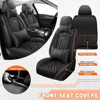 Car Seat Covers Compatible with Toyota Camry 2012-2026 Durable Waterproof Automotive Seat Covers Stretchable Fabric Material, Airbag Compatibility, Premium Nappa Leather(Black, Full Set with Pillow)