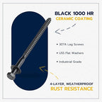 1/4 x 6 (50 Pack) Lag Screw Kit, 50 Screws and 50 Washers, Ceramic Black Ruspert Coating for Exterior Use, Meets ASTM A307 and ASME B18.2.1, Industrial/Commerical Grade by Makers Bolt