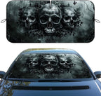 Skull Car Windshield Sun Shade Skeleton Black Forest Art Heatshield Front Window Car Sun Shade Windshield Blocks UV Rays Sun Visor Protector for Car Sedan Truck SUV Accessories 59x31.5 Inch