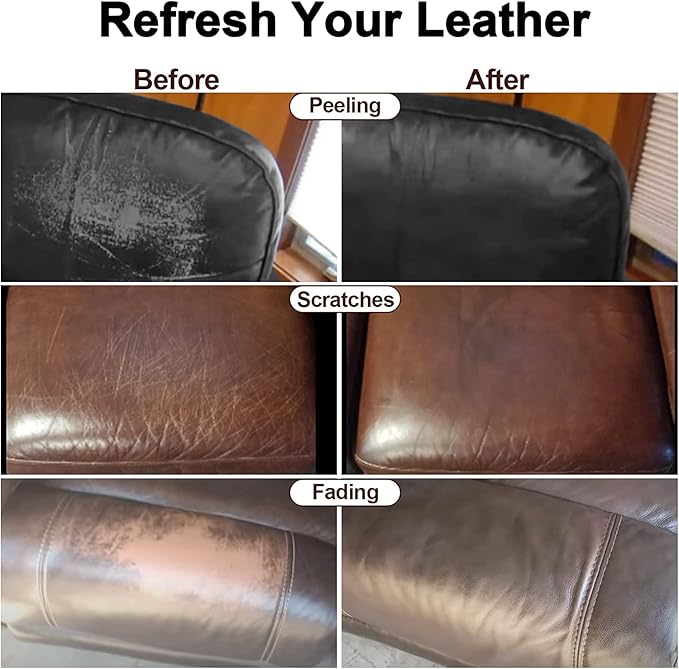 Dark Brown Leather Recoloring Balm, Leather Color Restorer Conditioner, Leathercraft Repair Kits for Vinyl Furniture, Sofa, Car Seats, Shoes - Repair Color on Faded & Scratched Couches