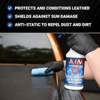 AIM Chemicals Vinyl Leather Rubber Multi-Purpose Dressing -Effective UV Protection -Leather Cleaner & Conditioner -Suitable for Interiors, Exteriors, Engines -Anti-Static -Water-Based for Cars, 1 Gal