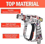 Bear Force High Pressure Washer Gun 3000 PSI Max, Color Painted Power Washer Short Gun M22-ID14mm with 1/4” Quick Connector & 5 Spray Nozzles, Car Wash, Car Cleaning, Car Care Detailing